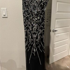 Sean Collection Black and Silver Embellished Dress